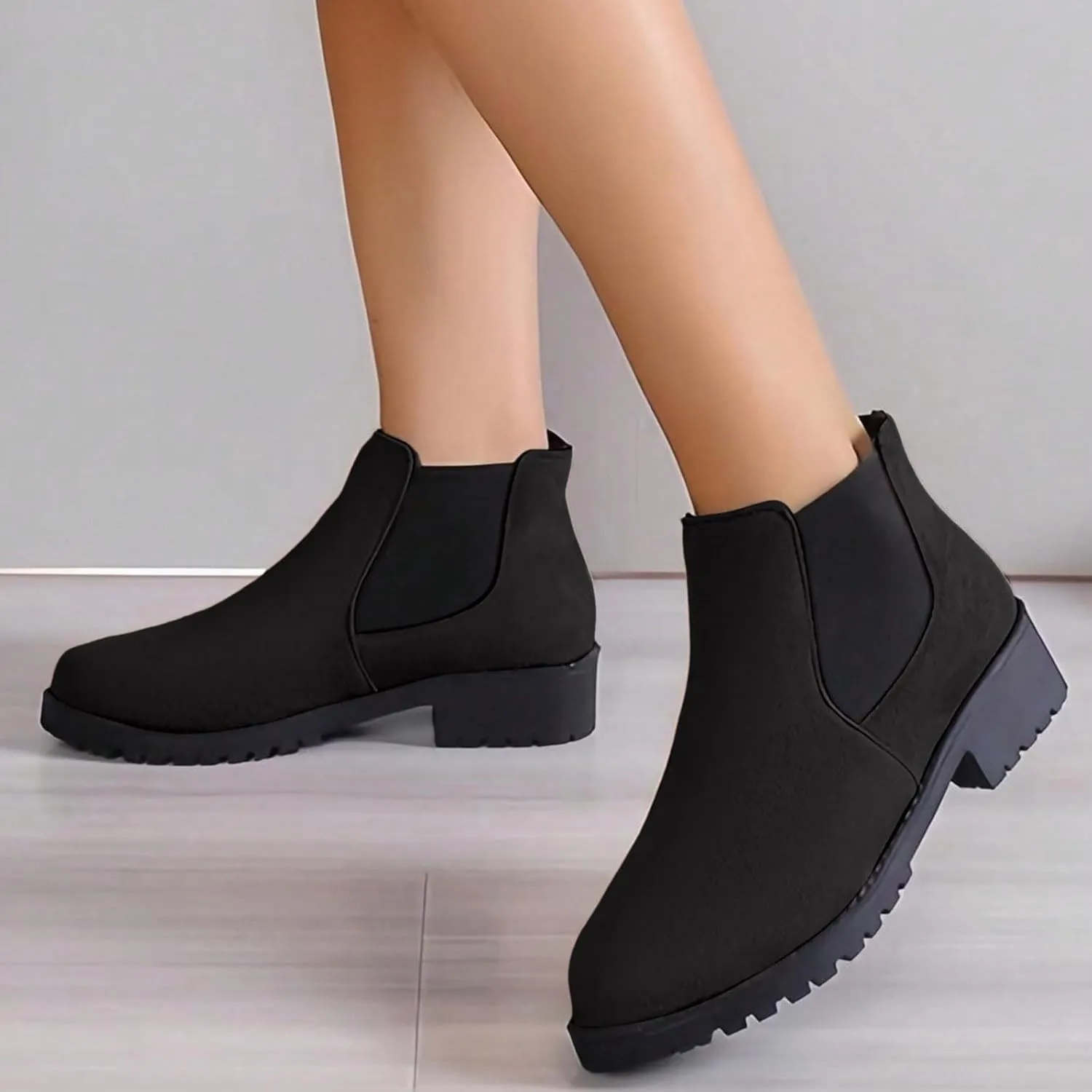 Ankle Boots for Women Women's Chelsea Ankle Boots Round Toe Platform Booties Chunky Block Low Heel Booties Short Boots
