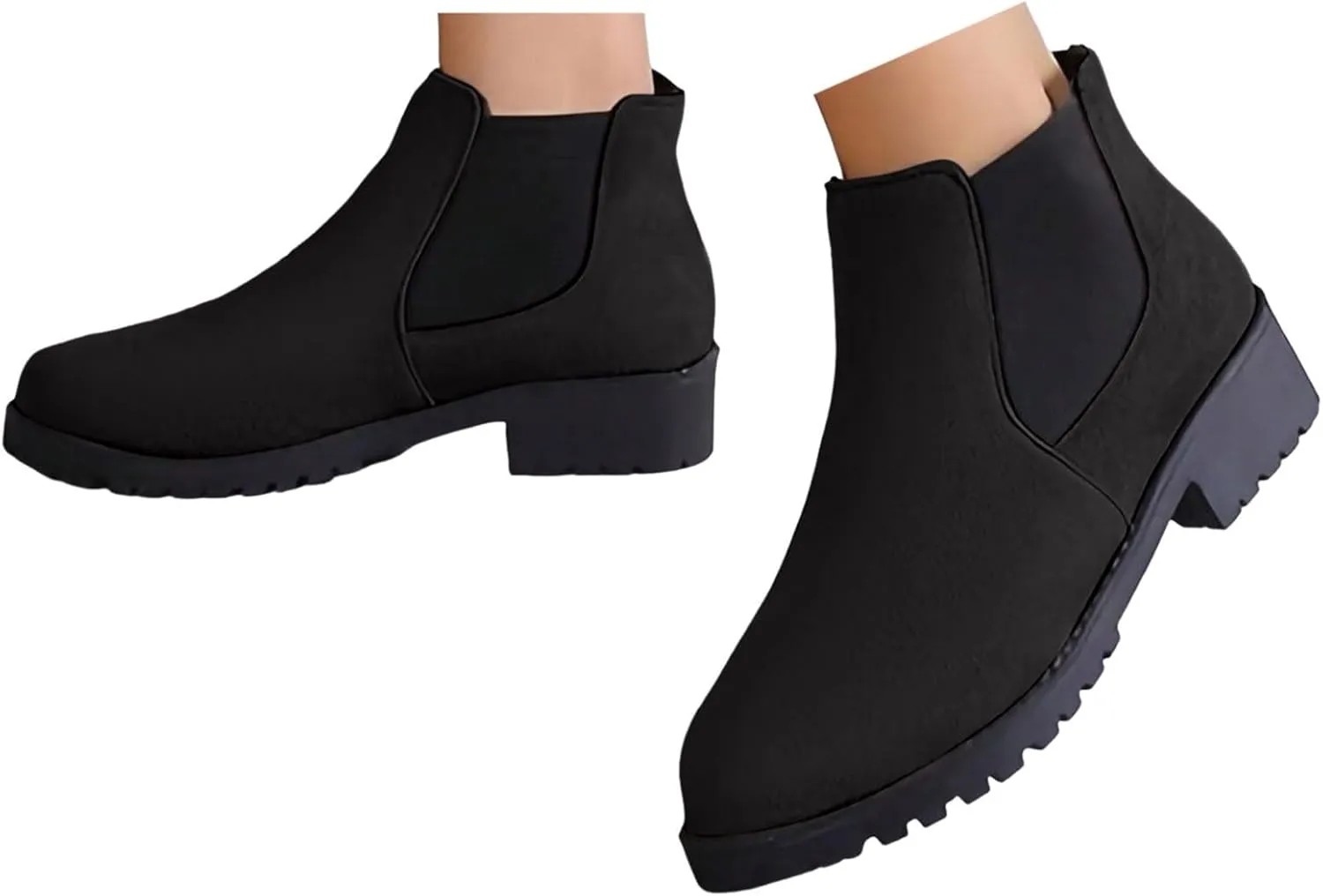 Ankle Boots for Women Women's Chelsea Ankle Boots Round Toe Platform Booties Chunky Block Low Heel Booties Short Boots