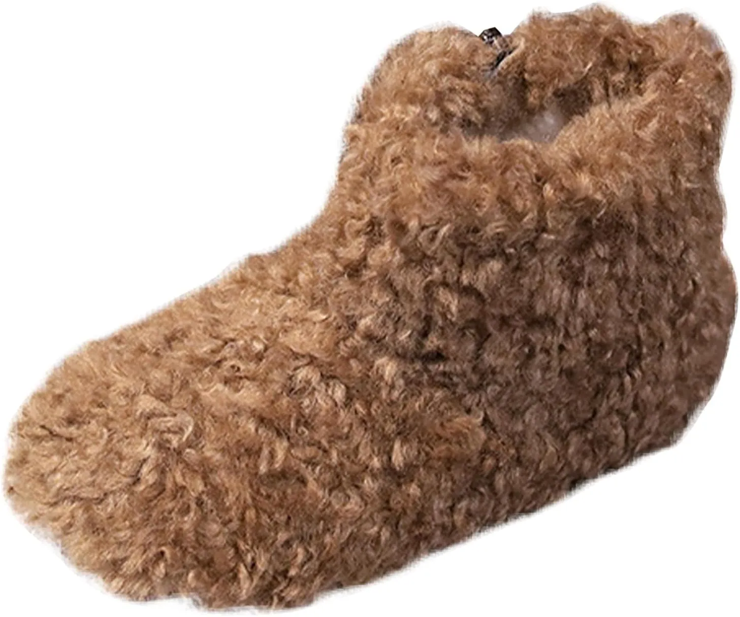Big Kids Warm Fuzzy Ankle Boots Snow Boots for Toddler Cozy Cold Weather Boots Side Zipper Shoes Non-Slip Shoes