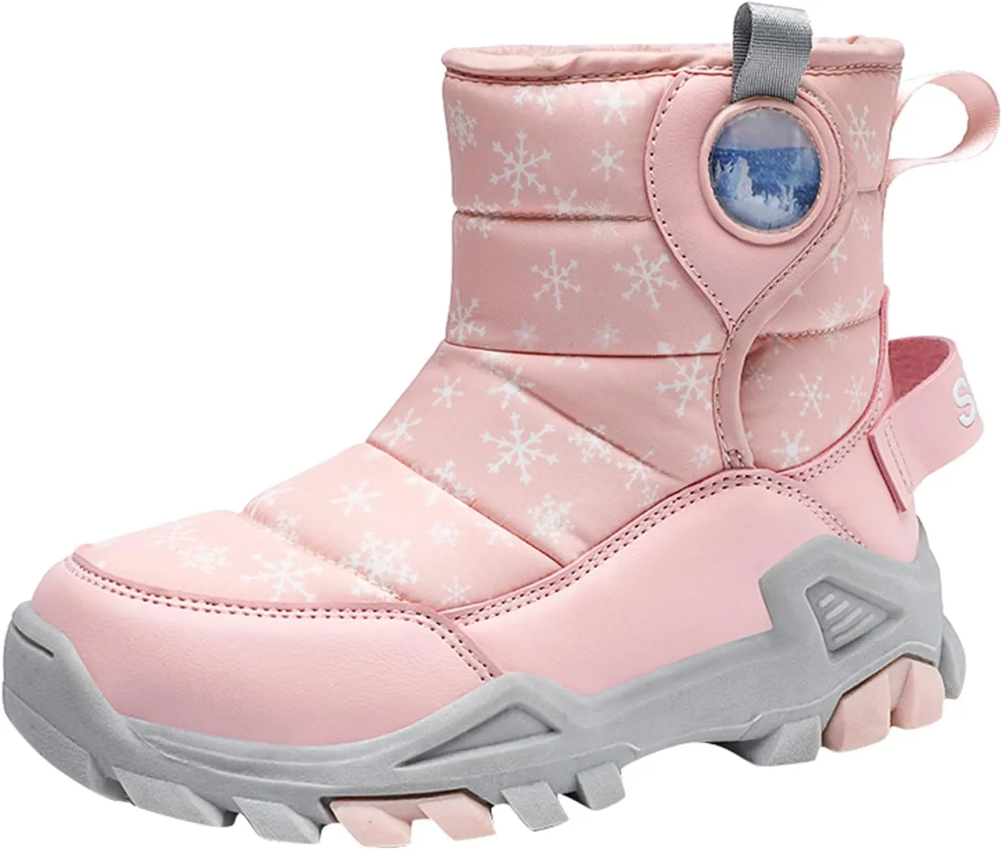 Boys Girls Winter Thick Plush Boots Outdoor Warm High Top Snow Boots Artificial Short Plush Snow Boots Black