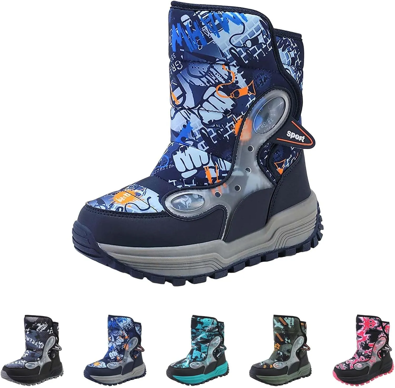 Boys Snow Shoes Outdoor Warm Comfortable Non Slip Mid Calf Padded Small Big Kids Winter Shoes Girl's Riding Boots