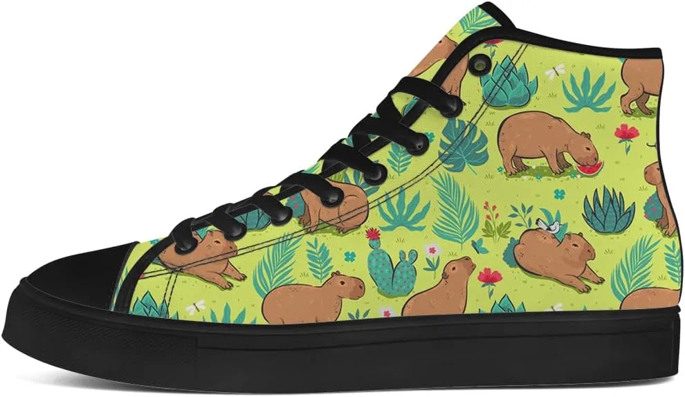 Capybara High Top Canvas Shoes for Men Women High Top Sneakers Lace Up Casual Shoes Gifts for Boyfriend Girlfriend