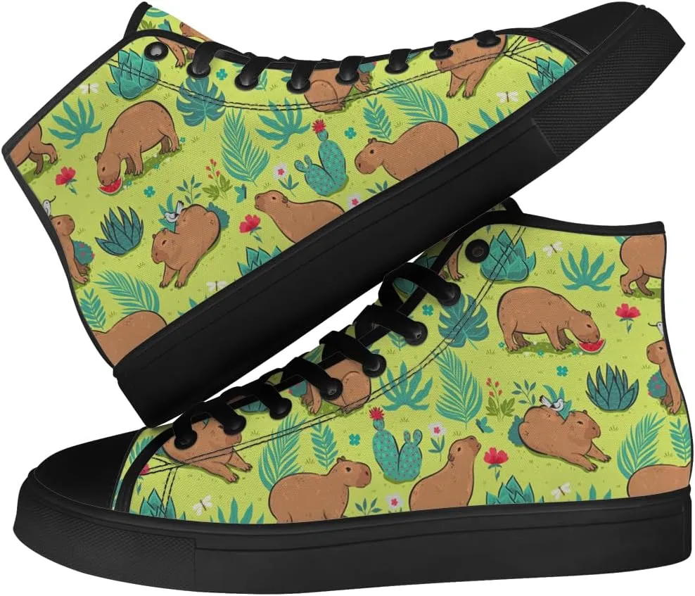 Capybara High Top Canvas Shoes for Men Women High Top Sneakers Lace Up Casual Shoes Gifts for Boyfriend Girlfriend