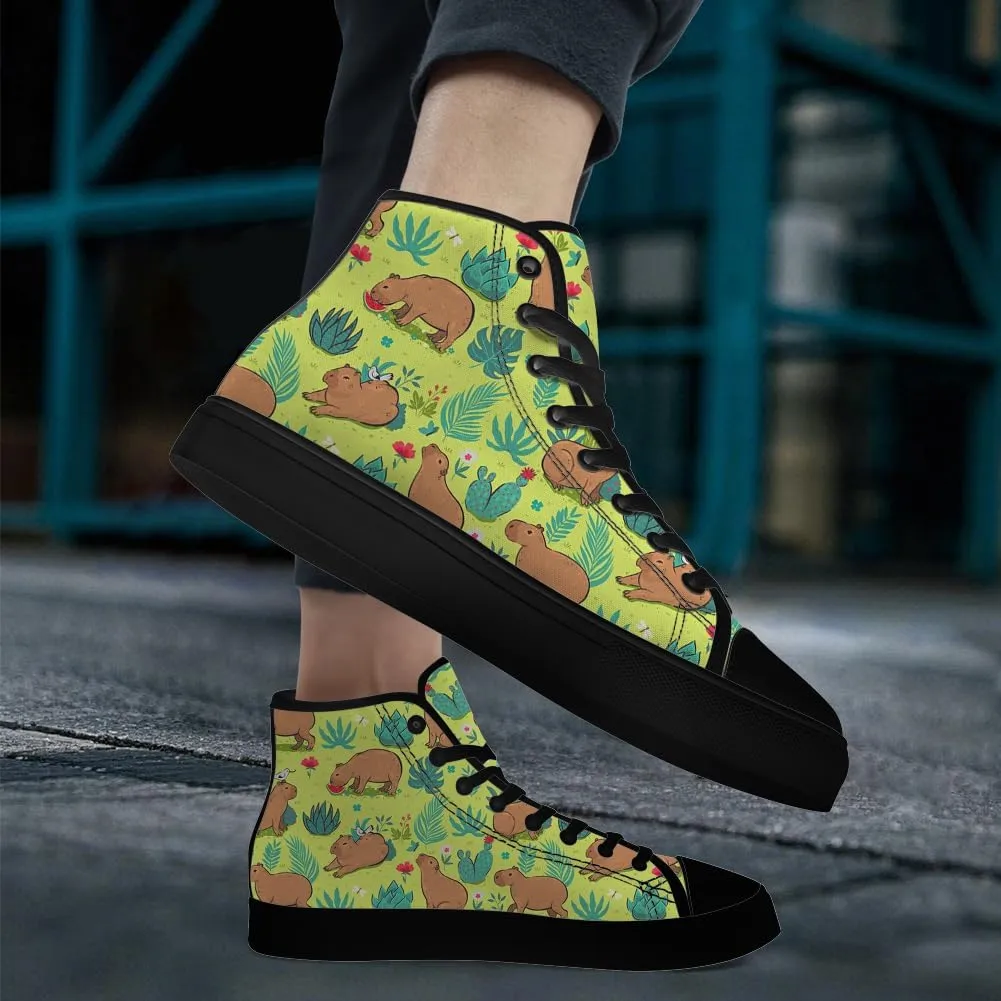 Capybara High Top Canvas Shoes for Men Women High Top Sneakers Lace Up Casual Shoes Gifts for Boyfriend Girlfriend