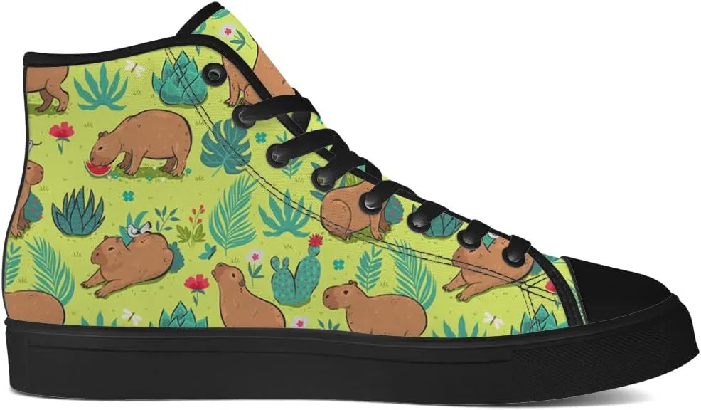 Capybara High Top Canvas Shoes for Men Women High Top Sneakers Lace Up Casual Shoes Gifts for Boyfriend Girlfriend