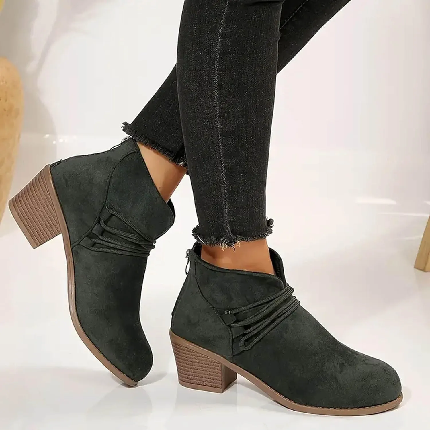 Cathalem Boots for Women 2024 Premium Orthopedic Ankle Boots Arch Support Leather Comfortable Side Zip Wedge Booties
