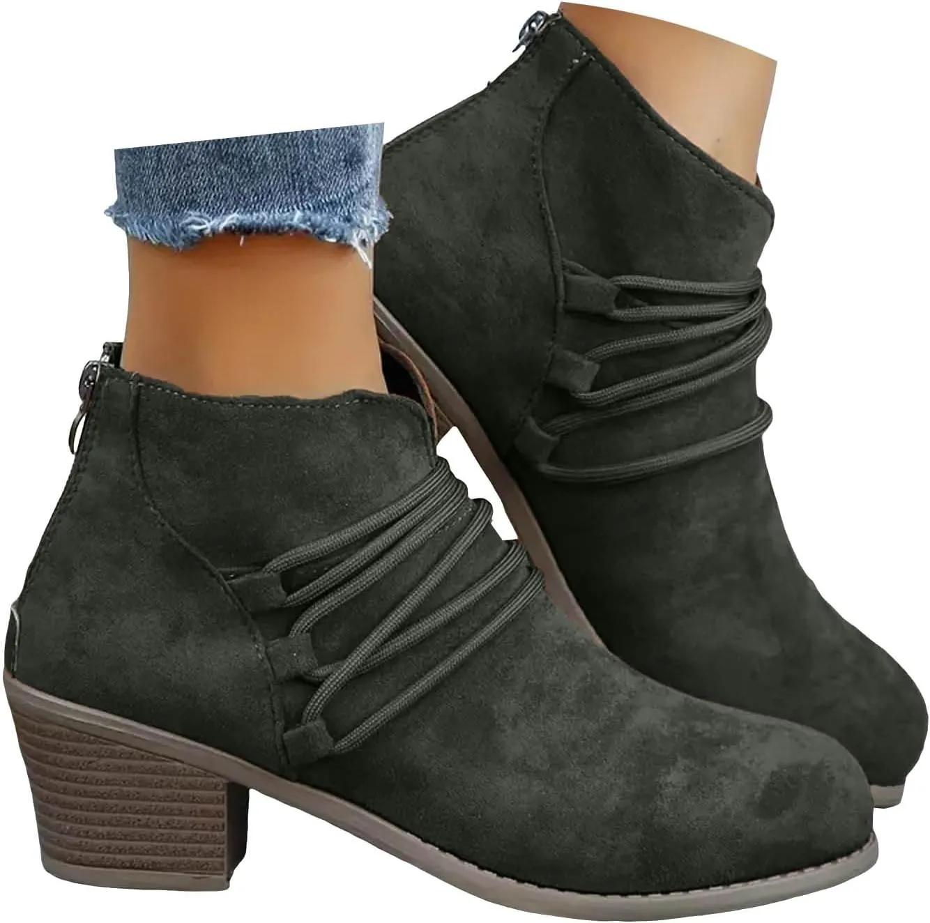 Cathalem Boots for Women 2024 Premium Orthopedic Ankle Boots Arch Support Leather Comfortable Side Zip Wedge Booties