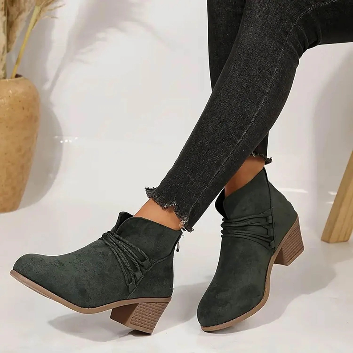 Cathalem Boots for Women 2024 Premium Orthopedic Ankle Boots Arch Support Leather Comfortable Side Zip Wedge Booties