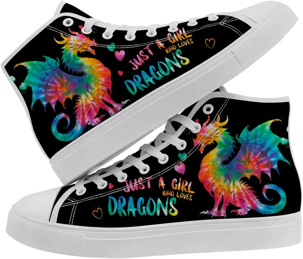Dragon Book High Top Canvas Shoes for Men Women Dragon High Top Sneakers Lace Up Casual Shoes Gifts for Boys Girls