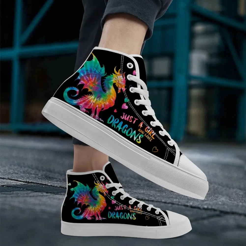 Dragon Book High Top Canvas Shoes for Men Women Dragon High Top Sneakers Lace Up Casual Shoes Gifts for Boys Girls