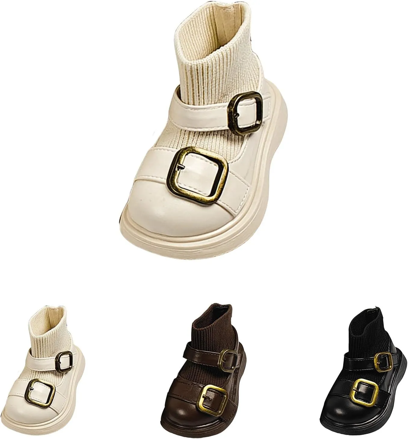 Infant Baby Knitting Snow Boots Ankle Boots Casual Warm Buckle Straps Boots Soft Anti Slip Boots for Girls Shoes