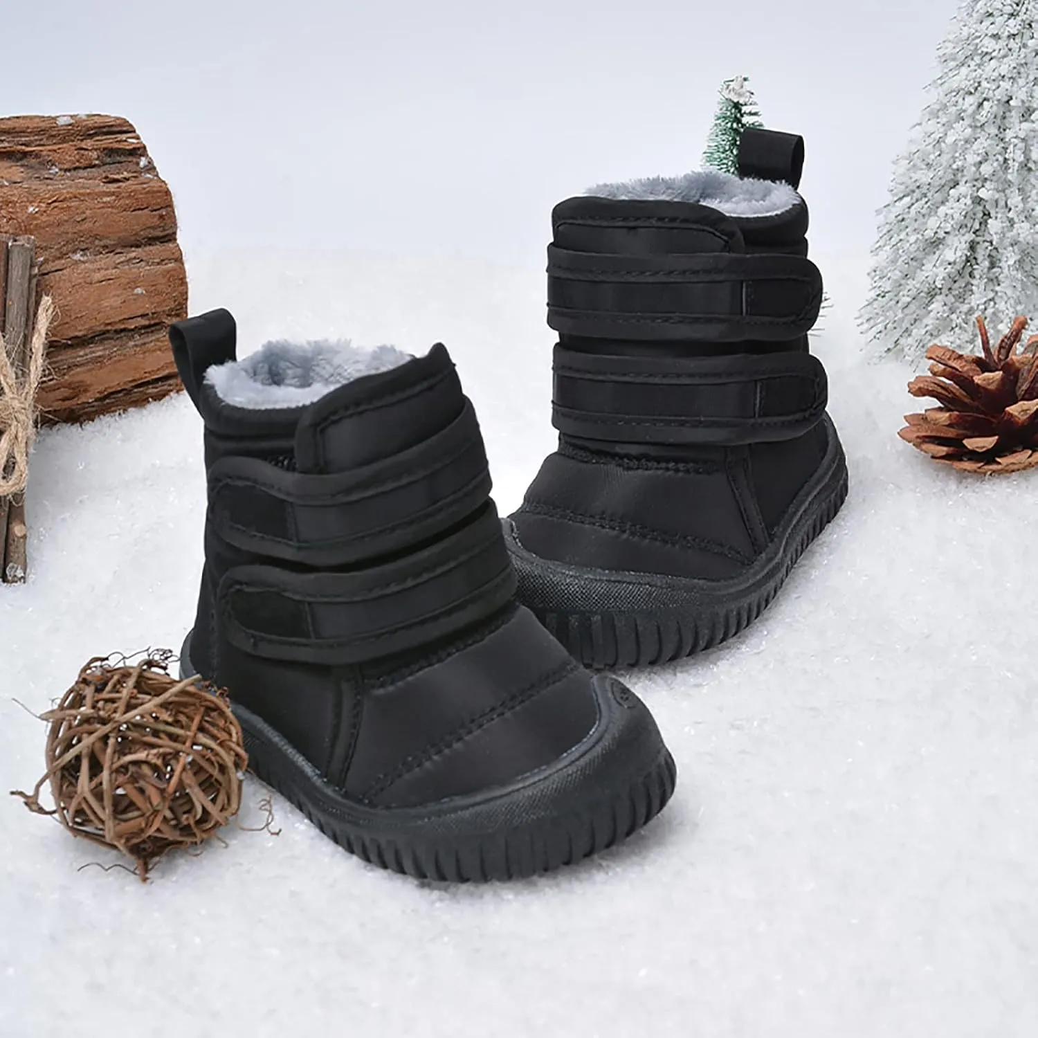 Insulated Snow Ankle Boots For Toddler Non Slip Plush Lined Winter Walking Shoes For Boy Platform Boots For Girl