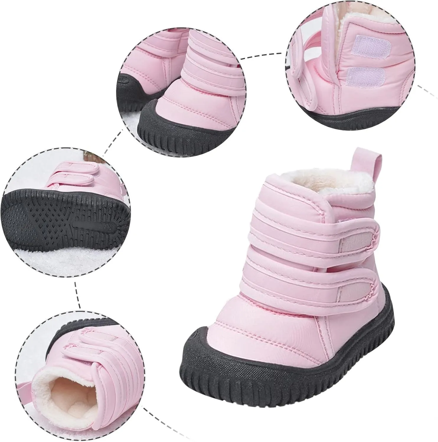 Insulated Snow Ankle Boots For Toddler Non Slip Plush Lined Winter Walking Shoes For Boy Platform Boots For Girl