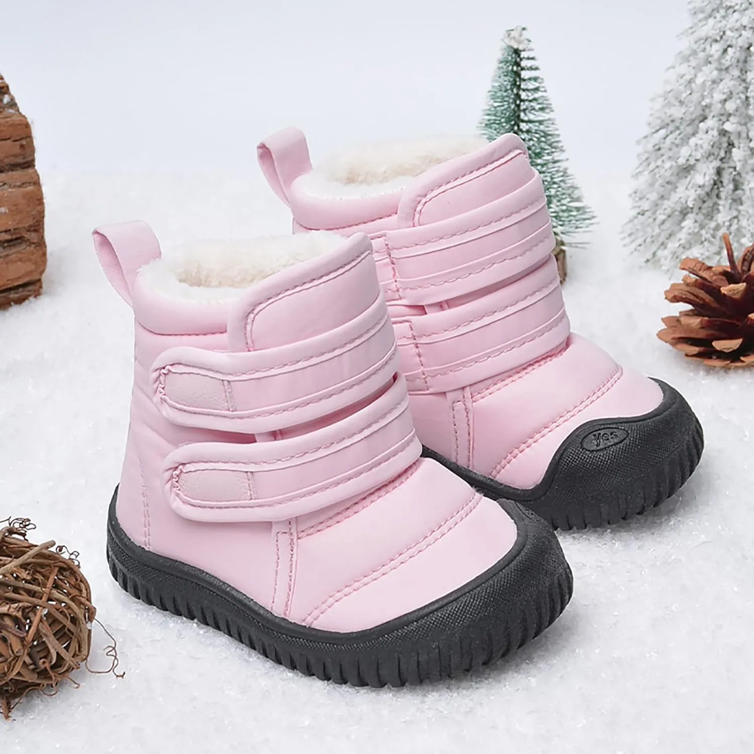 Insulated Snow Ankle Boots For Toddler Non Slip Plush Lined Winter Walking Shoes For Boy Platform Boots For Girl