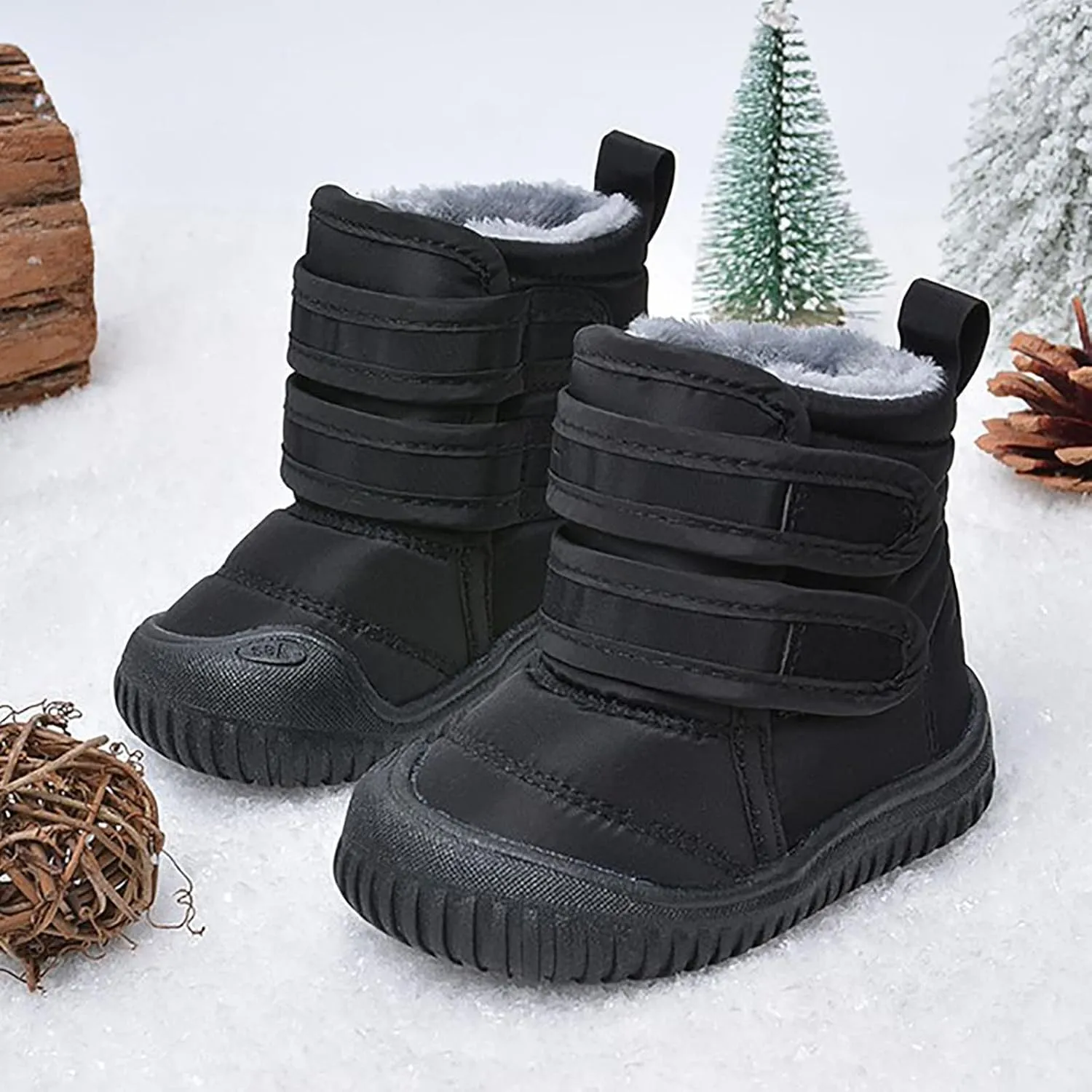 Insulated Snow Ankle Boots For Toddler Non Slip Plush Lined Winter Walking Shoes For Boy Platform Boots For Girl