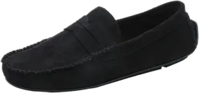 Loafer Shoes for Men Genuine Leather Round Toe Suede Vamp Penny Loafer Lightweight Flexible Resistant Casual Slip On (Color : Black, Size : 7.5)
