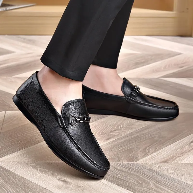 Men's Solid Color Slip On Loafer Shoes, Comfy Non Slip Rubber Sole Casual Walking Shoes, Men's Business Style Footwear