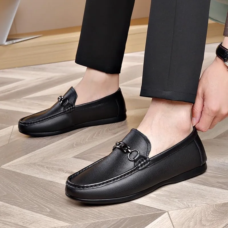 Men's Solid Color Slip On Loafer Shoes, Comfy Non Slip Rubber Sole Casual Walking Shoes, Men's Business Style Footwear
