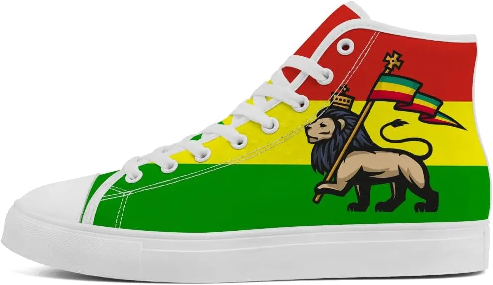 Rasta High Top Canvas Shoes for Men Women Jamaica High Top Sneakers Lace Up Casual Shoes Gifts for Dad Mom