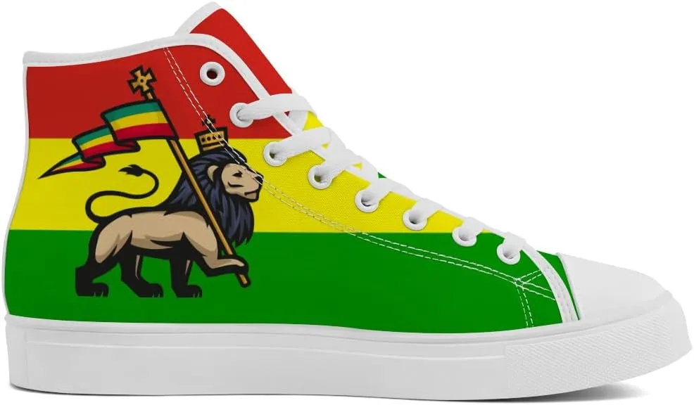 Rasta High Top Canvas Shoes for Men Women Jamaica High Top Sneakers Lace Up Casual Shoes Gifts for Dad Mom