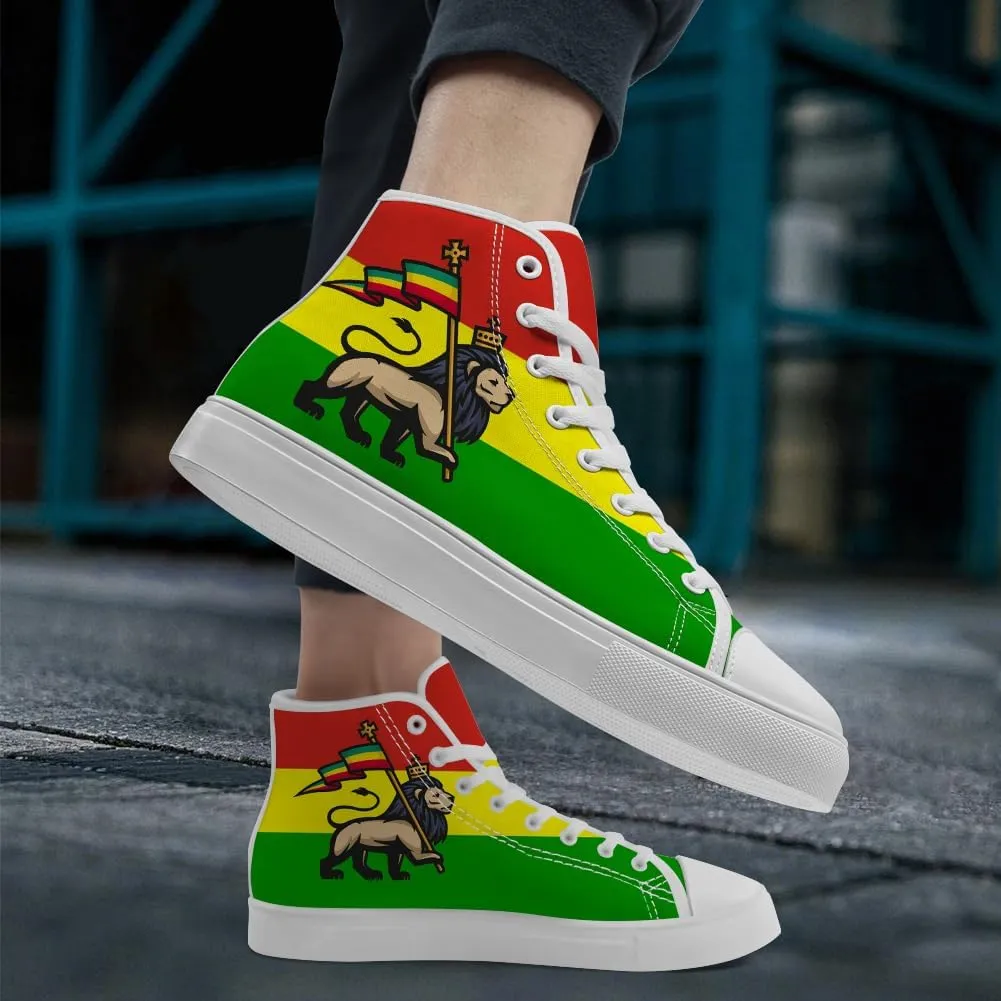 Rasta High Top Canvas Shoes for Men Women Jamaica High Top Sneakers Lace Up Casual Shoes Gifts for Dad Mom