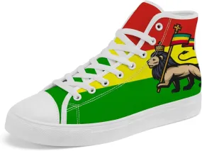 Rasta High Top Canvas Shoes for Men Women Jamaica High Top Sneakers Lace Up Casual Shoes Gifts for Dad Mom