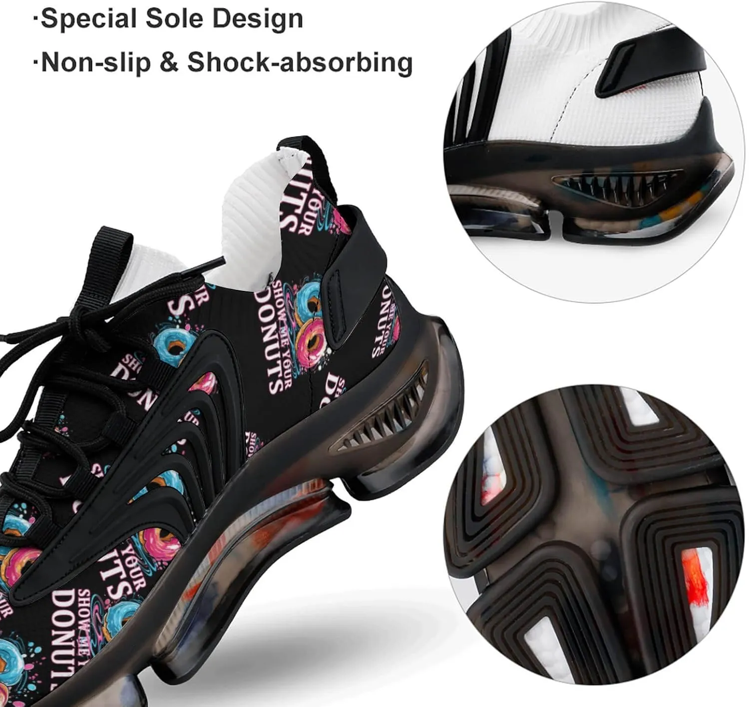 Show Me Your Donuts Mens Sneakers Running Shoes Lightweight Athletic Shoes for Jogging Walking Gym