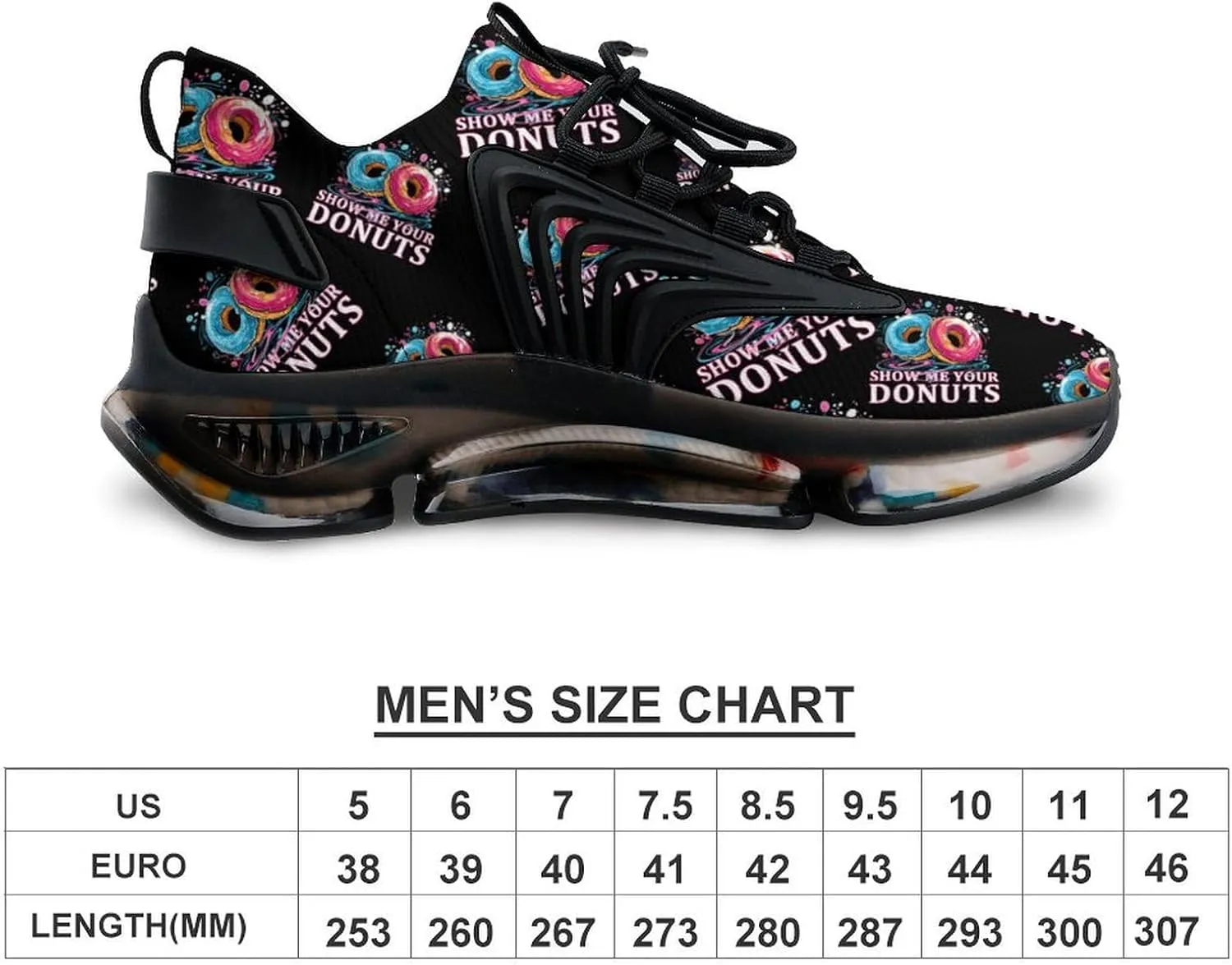 Show Me Your Donuts Mens Sneakers Running Shoes Lightweight Athletic Shoes for Jogging Walking Gym