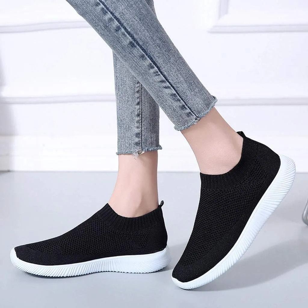 Sneakers for Women Running Shoes Slip On Casual Running Shoes for Women Mesh Breathable Dressy Casual Shoes Platform Sneakers Black Tennis Shoe White Loafers
