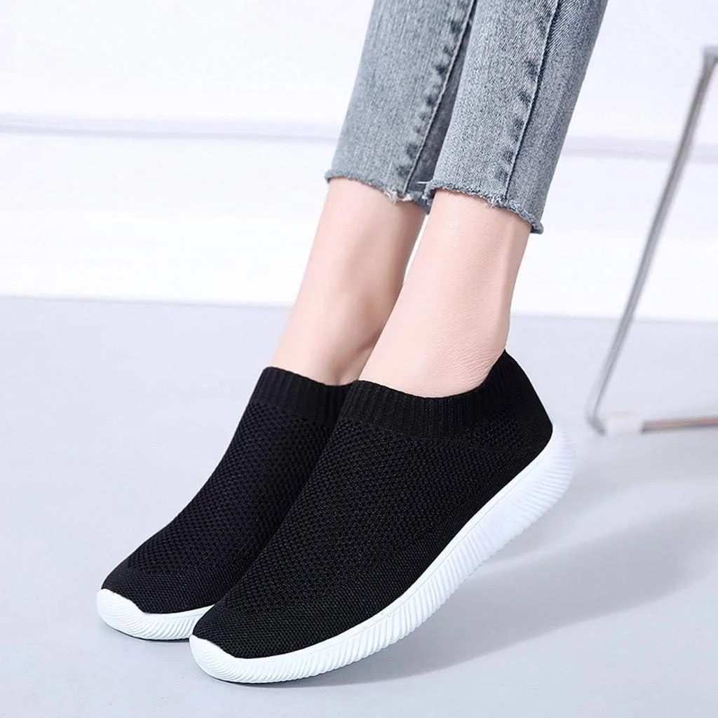 Sneakers for Women Running Shoes Slip On Casual Running Shoes for Women Mesh Breathable Dressy Casual Shoes Platform Sneakers Black Tennis Shoe White Loafers