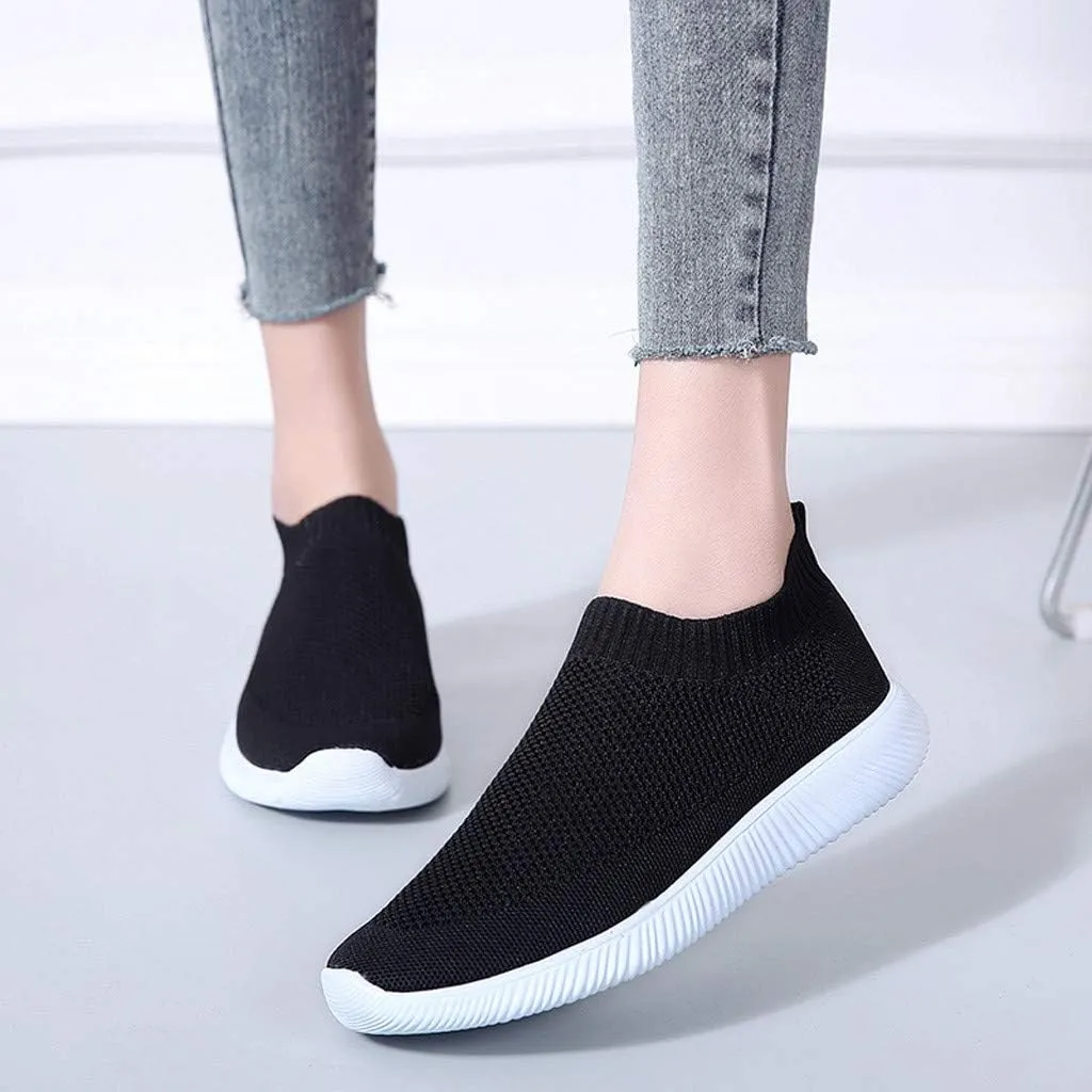 Sneakers for Women Running Shoes Slip On Casual Running Shoes for Women Mesh Breathable Dressy Casual Shoes Platform Sneakers Black Tennis Shoe White Loafers