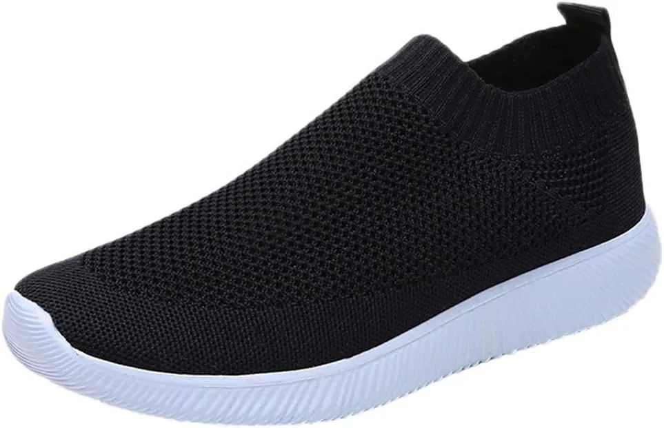 Sneakers for Women Running Shoes Slip On Casual Running Shoes for Women Mesh Breathable Dressy Casual Shoes Platform Sneakers Black Tennis Shoe White Loafers