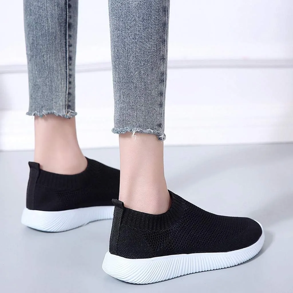 Sneakers for Women Running Shoes Slip On Casual Running Shoes for Women Mesh Breathable Dressy Casual Shoes Platform Sneakers Black Tennis Shoe White Loafers