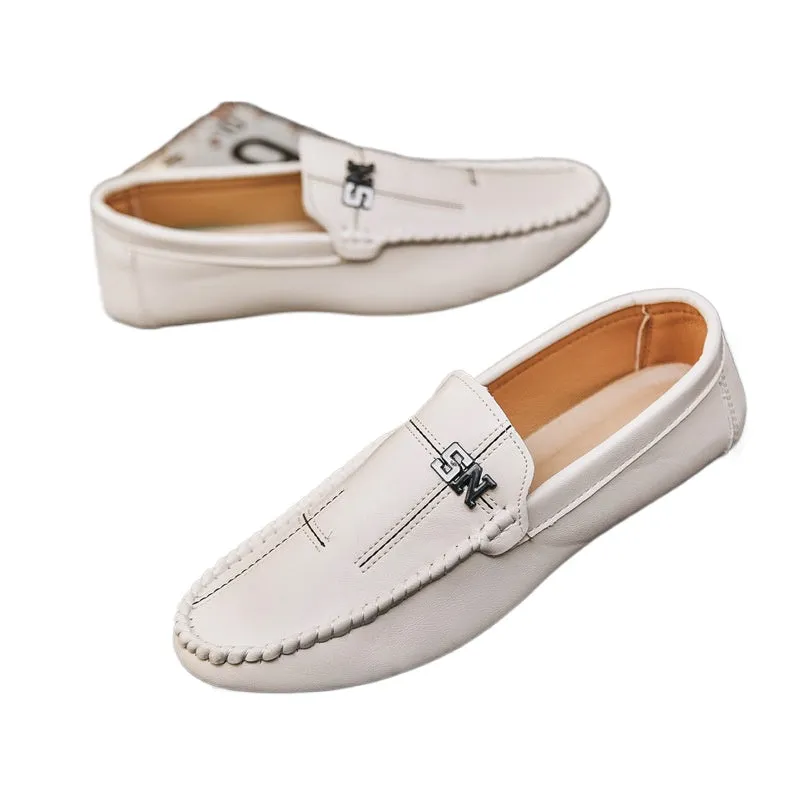 Social loafers men's shoes boys casual trendy shoes 2024 new one-pedal men's shoes Korean version summer leather shoes men's