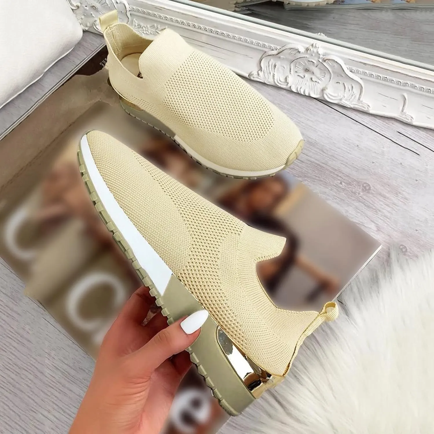 Women's Fashion Sneaker Non Slip Breathable Lightweight Comfortable Lace Up Black Running Shoes Loafers with Arch Support for Women White Leather Sneakers
