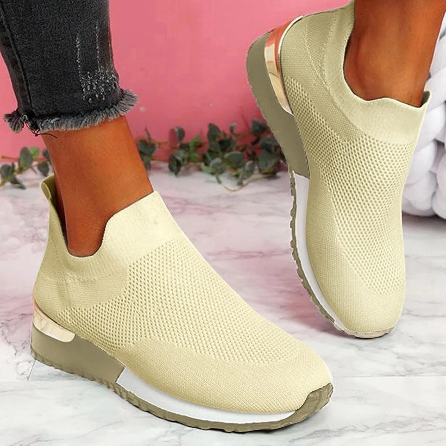 Women's Fashion Sneaker Non Slip Breathable Lightweight Comfortable Lace Up Black Running Shoes Loafers with Arch Support for Women White Leather Sneakers