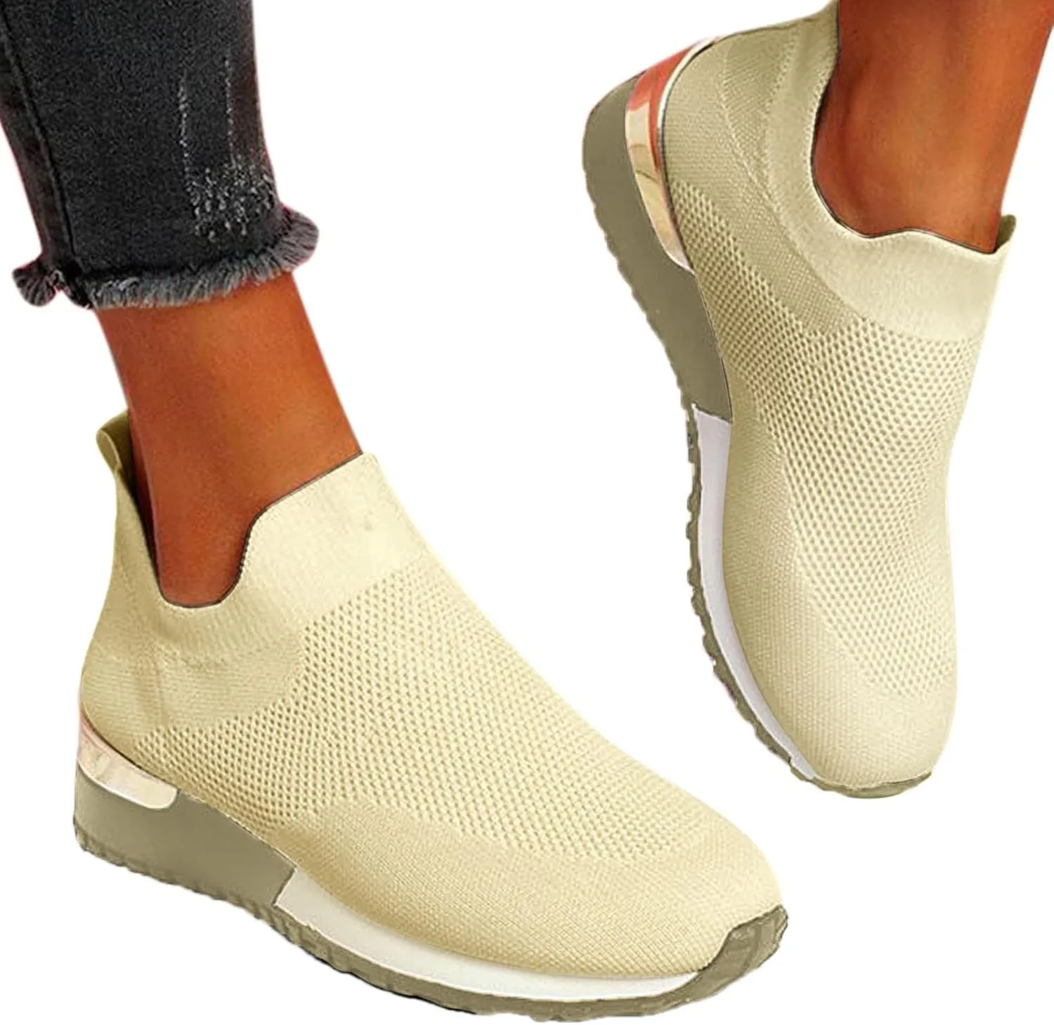 Women's Fashion Sneaker Non Slip Breathable Lightweight Comfortable Lace Up Black Running Shoes Loafers with Arch Support for Women White Leather Sneakers