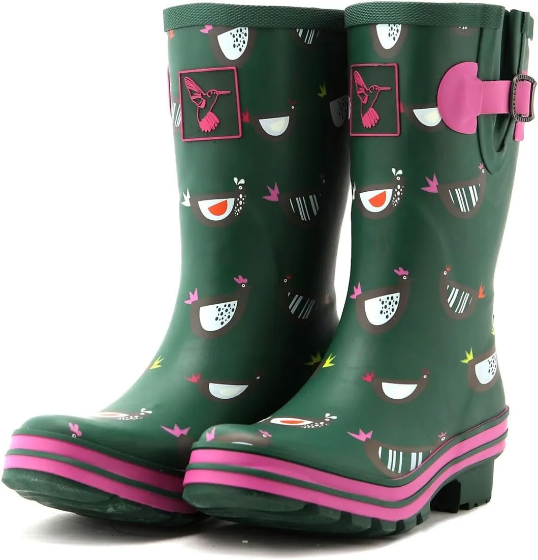 Women's Rain Boot Waterproof Mid-Calf Boots Cute Printing Rainbow Rain Boots Wellies Rain Shoes UK Brand