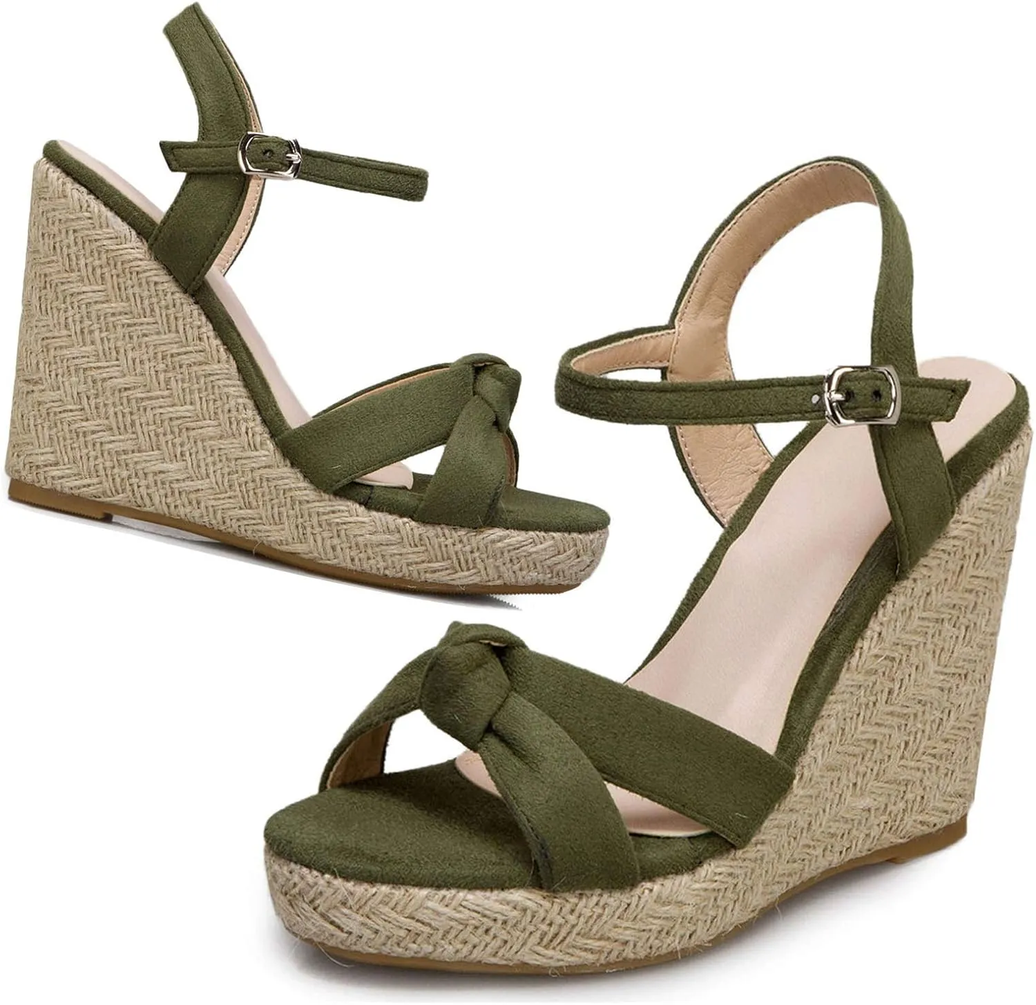 ZBYY Women's Platform Sandals Summer Wedge Ankle Strap Open Toe Sandals Strappy Espadrille Wedge Dress Sandals