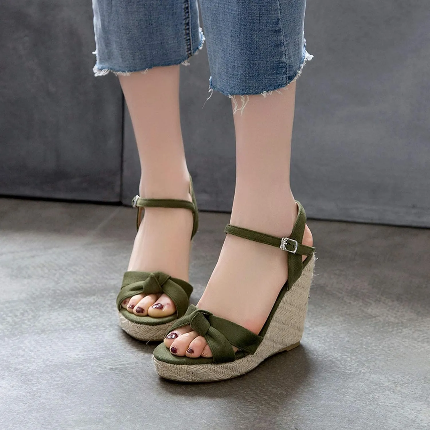 ZBYY Women's Platform Sandals Summer Wedge Ankle Strap Open Toe Sandals Strappy Espadrille Wedge Dress Sandals