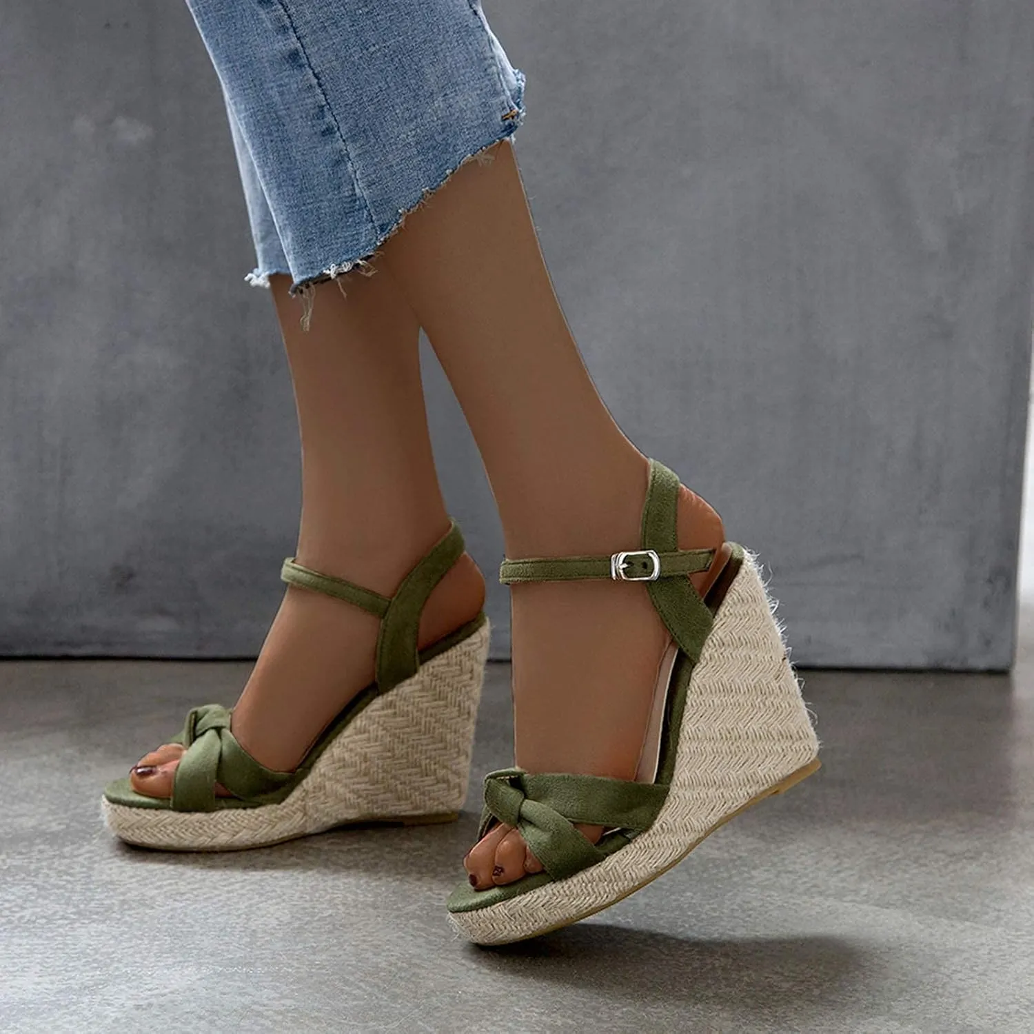 ZBYY Women's Platform Sandals Summer Wedge Ankle Strap Open Toe Sandals Strappy Espadrille Wedge Dress Sandals